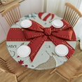thumbnail image 1 of Patifu Red Ribbon Round Tablecloth 100% Polyester Stain-Resistant Washable for Indoor Outdoor Restaurants Weddings Parties Christmas Outdoor Fitted 54"-58, 1 of 8