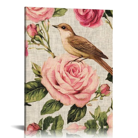 Patifu Rose Bird Pattern Wall Decor Canvas Art for Home Office 16x20 in