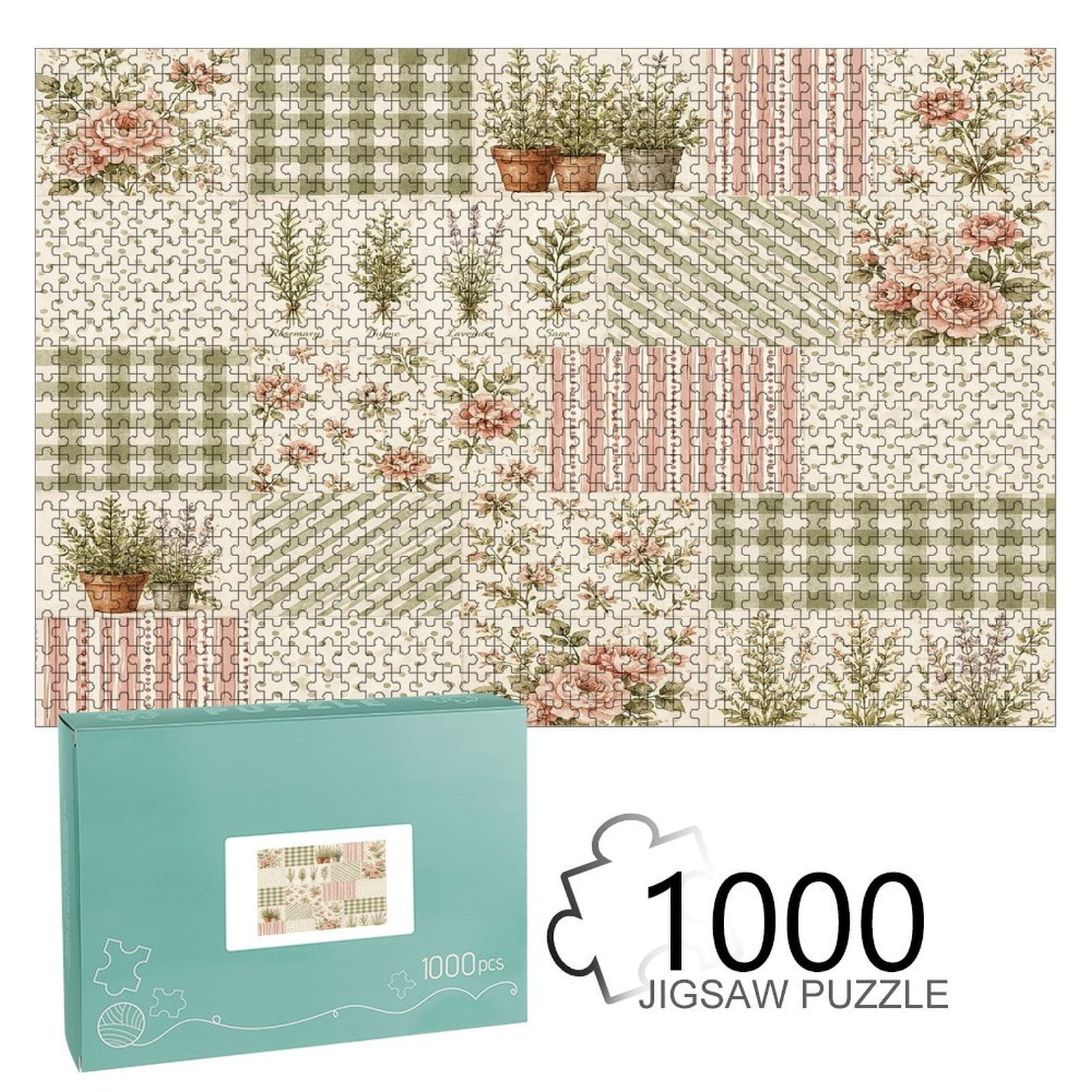 Patifu Roses Herbs Patchwork Pattern Jigsaw Puzzle for Adults,Precision ...