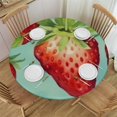 thumbnail image 1 of Patifu Round Tablecloth, Strawberries Leaves Theme 100% Polyester Tablecloths Stain-Resistant Washable Indoor Outdoor Dining Table Decoration, Wedding Party Restaurant Supplies 31"-35, 1 of 8