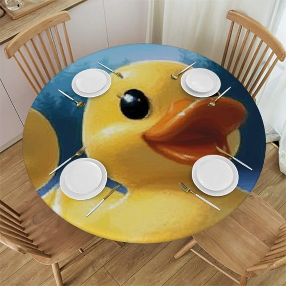 Patifu Rubber Ducks Round Tablecloth Stain-Resistant Washable Indoor Outdoor Restaurant Wedding Party Waterproof Fabric Home Use 42"-46