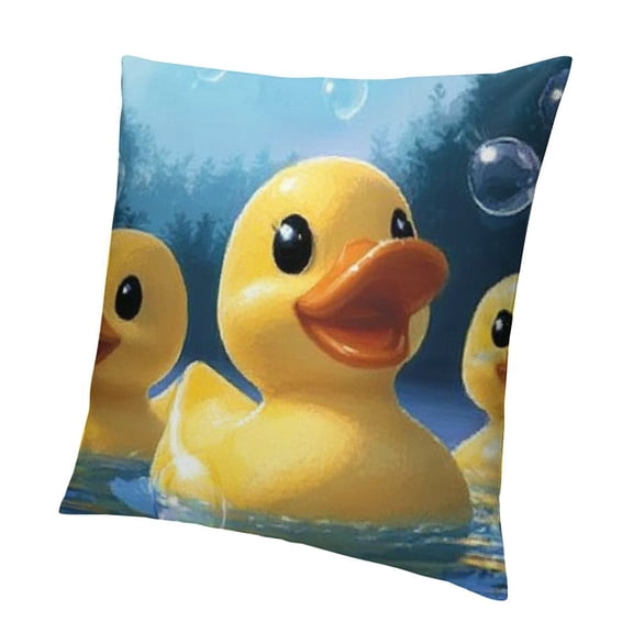Patifu Rubber Ducks Theme Short Plush Pillowcase, Home Furnishing Throw Pillow Cover 22x22in
