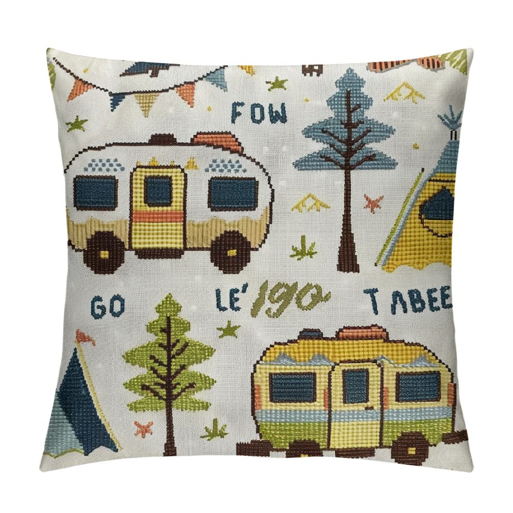 Patifu Rustic Farmhouse Style Throw Pillow Cover 24x24 inch,Happy