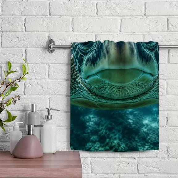 Patifu Sea Turtle Underwater Closeup Kitchen Hand Towel 29.5x13.8 Inches Polyester 29.5x13.8in