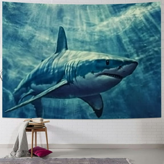 Patifu Shark Ocean Surfboard Tapestry Wall Hanging Unique Style Graphic Tapestries Home Wall Decor Art for Living Room Bedroom Apartment Farmhouse Dorm Home Wall Tapestry Art Plush Fabric 40x30inch