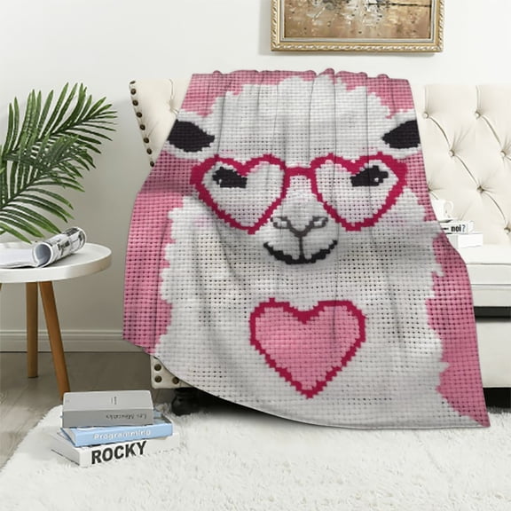 Patifu Sheep Heart Shaped Glasses Warm Lightweight Blanket Soft Fleece Blankets All Seasons Sofa Decor Cow Gifts - Multiple Sizes Available 40x50in