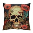 thumbnail image 1 of Patifu Skull Flowers Full Moon Graphic Decorative Throw Pillow Cover for Home Couch Living Room Bed Sofa Home Decor 22x22in, 1 of 5