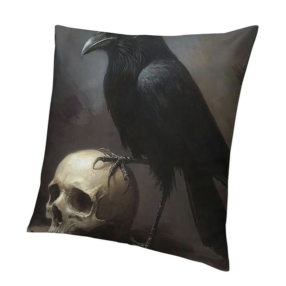 Patifu Skull Gothic Art Printed Short Plush Pillowcase Home Furnishing Decor 24x24in