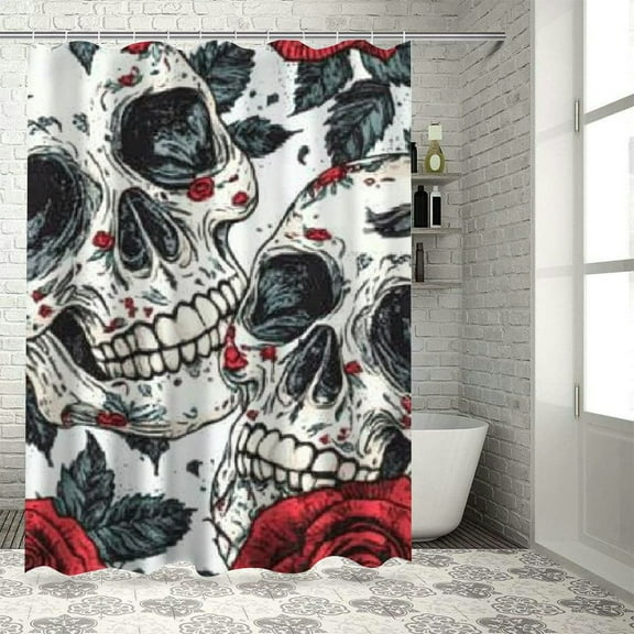 Patifu Skulls Roses Gothic Art Shower Curtain with Hooks for Chic Modern Bathroom Decor 36"x72