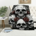 thumbnail image 1 of Patifu Skulls Roses Spider Web Warm Lightweight Blanket Soft Fleece Blankets for All Seasons - Perfect Throw Blanket for Living Rooms Sofa Decor and Cow Gifts - Various Sizes Available 40x50in, 1 of 6