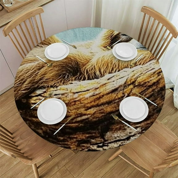 Patifu Sloth Tree Branch Round Tablecloth 100% Polyester Stain-Resistant Table Cover for Indoor and Outdoor Use 38"-42