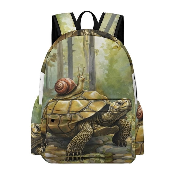 Patifu Snail on Turtle's Back in The Forest Printed Oxford Backpack, Large Capacity Laptop Backpack, Water Resistant, Travel Daypack for College Work Commuting Adults,