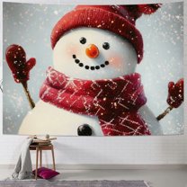 Patifu Snowman Tapestry Wall Hanging Unique Style Graphic Tapestries Home Decor Art Christmas Theme for Living Room Bedroom Apartment Farmhouse Dorm - 4 Sizes 40x30inch