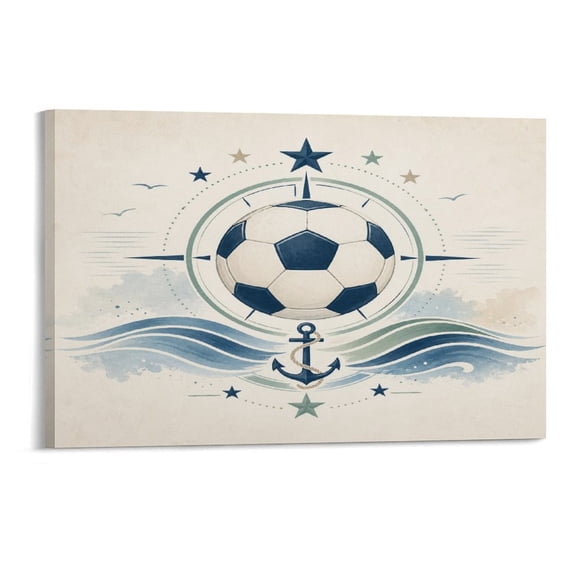 Patifu  Soccer Ball Compass  Art Wall Art, High-definition Printed Frameless Canvas Wall Art, Suitable for Hanging in Bedrooms, Dormitories,