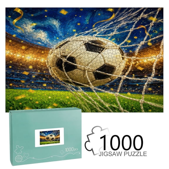 Patifu  Soccer Ball Goal Net Wooden Jigsaw Puzzle, HD Printed Art Puzzle, Interactive Family Game, Wall Decor for Bedroom Living Room, Educational, Fun Gift for Adults and Family