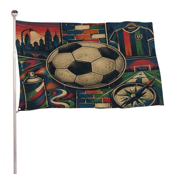 Patifu Soccer Jersey City Retro Vintage Decorative Outdoor Flag, Clear Print, Durable Soft Fabric for Home Yard Porch Garden,