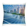 thumbnail image 1 of Patifu Solar Panel City Skyline Blue Sky Graphic Decorative Cushion Throw Pillow Cover Home Furnishing Short Plush 24x24in, 1 of 5