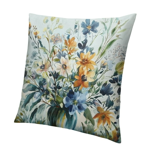 Patifu Spring Floral Throw Pillow Covers Blue Flower Decorative Outdoor Pillow Covers Sage Green Leaf Outdoor Pillow Cases Cushion Covers for Couch Sofa Bedroom Livingroom 12x12in