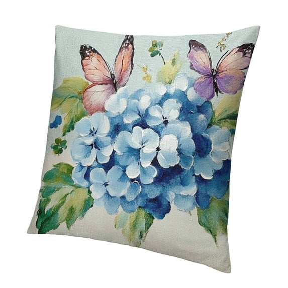Patifu Spring Summer Decorative Throw Pillow Covers Blue Hydrangea Flower Bike Just Bloom Porch Patio Outdoor Pillowcase, Love Grows Here Floral Bicycle Cushion Case Home Decor 18x18in