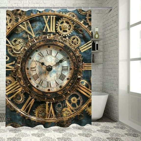 Patifu Steampunk Shower Curtain 100% Polyester Fiber Chic Modern Bathroom Decor with Hooks 36"x72
