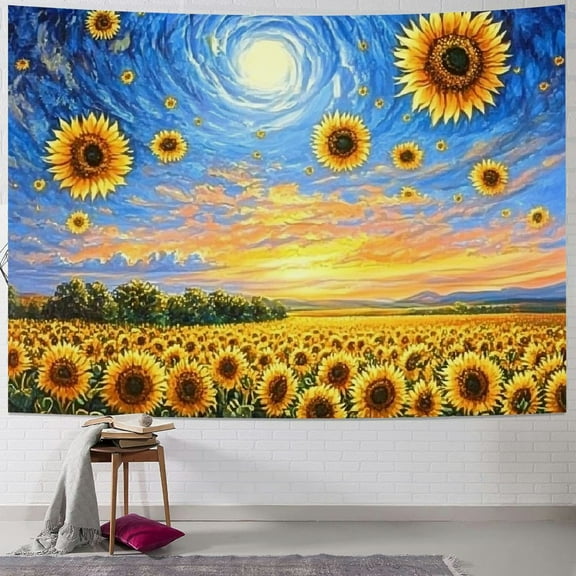Patifu Sunflower Starry Tapestry for Bedroom Aesthetic Decor Wall Hanging Home Dorm 40x30inch