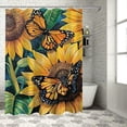 thumbnail image 1 of Patifu Sunflowers Butterfly Bathroom Decor Set with Hooks, Graphic Print Polyester Stylish Washable Shower Curtain for Bathroom, 100% Polyester Fiber, Pack of 1 36"x72, 1 of 7