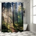 thumbnail image 1 of Patifu Sunlight Trees Path Bathroom Décor Set with Hooks 100% Polyester Chic Modern Shower Curtain 60"x72, 1 of 7