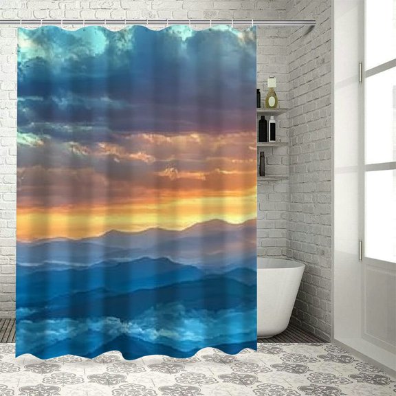 Patifu Sunset Clouds Mountain Shower Curtain with Hooks Home Bathroom Decoration Set 60"x72