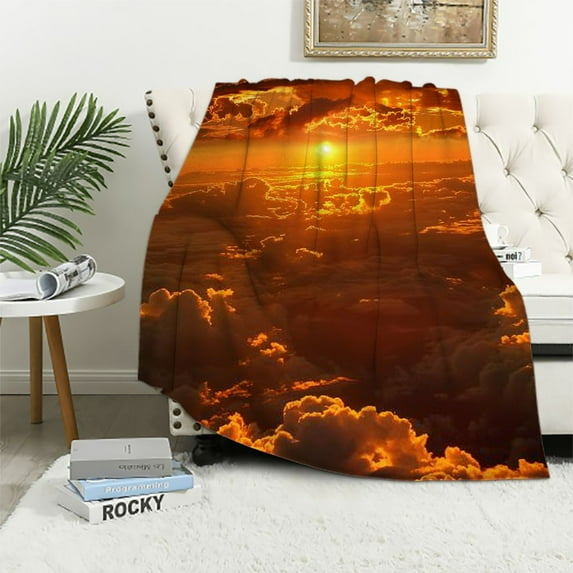 Patifu Sunset Clouds Sun Warm Lightweight Blanket Soft Fleece Throw Blanket for Living Rooms Sofa Decor All Seasons - Multiple Sizes Available 50x60in