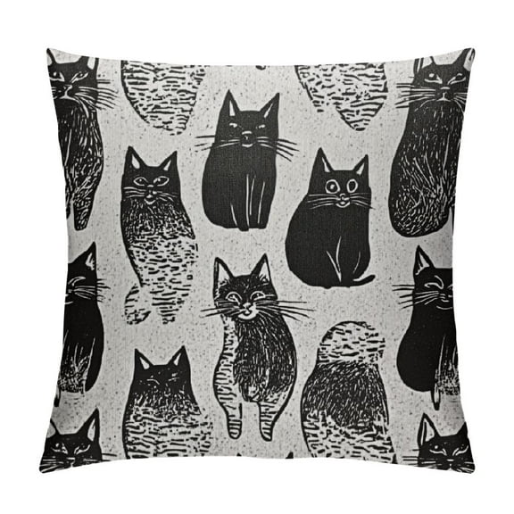 Patifu Throw Pillow Cover, Cat Pillow Cover, Abstract Kitten with Cute Tail Decorative Pillow Case, Cat Themed Gifts for Women Cushion Cover for Sofa Couch Chair Bed 12x12in