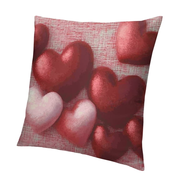 Patifu Throw Pillow Cover Valentine's Day Hearts Randomly Overlapping Scattered Matte Soft Three-Dimensional Throw Pillow Case,Home Decor Cushion Covers for Sofa Living Room Couch Bed 18x18in