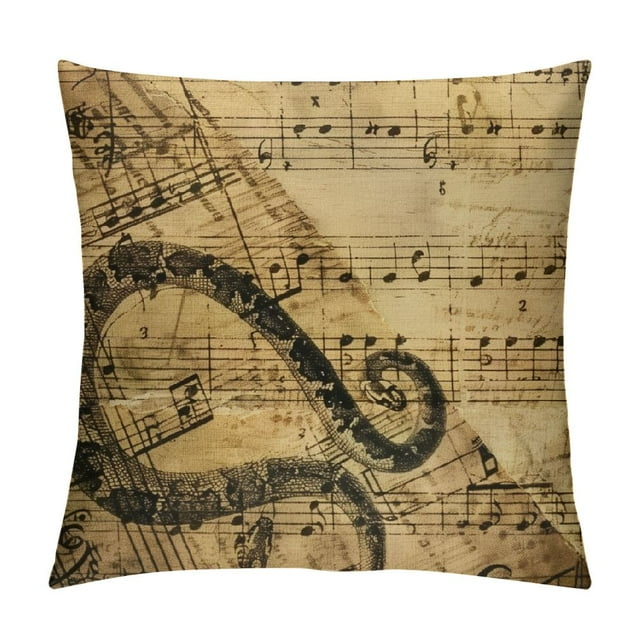 Patifu Throw Pillow Covers Black Musical Notes Square Pillowcases for