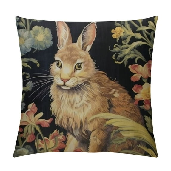 Patifu Throw Pillow Covers Decorative Boho Pillow Covers for Couch Living Room Brown Hare Square Pillow Cases European Cotton Jacquard Woven for Cozy Bedroom Decor 22x22in