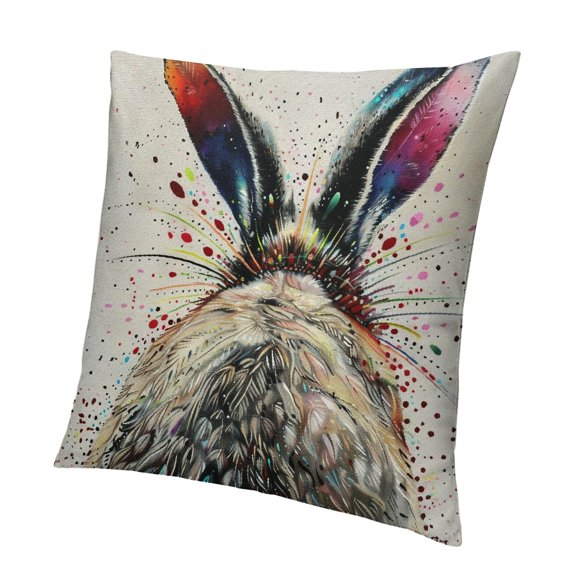 Patifu Throw Pillow Covers Lovely Animals Colorful Rabbit Shadow Pillow Cover Home Decor Pillow Cases Cushion Cover for Sofa Couch 12x12in