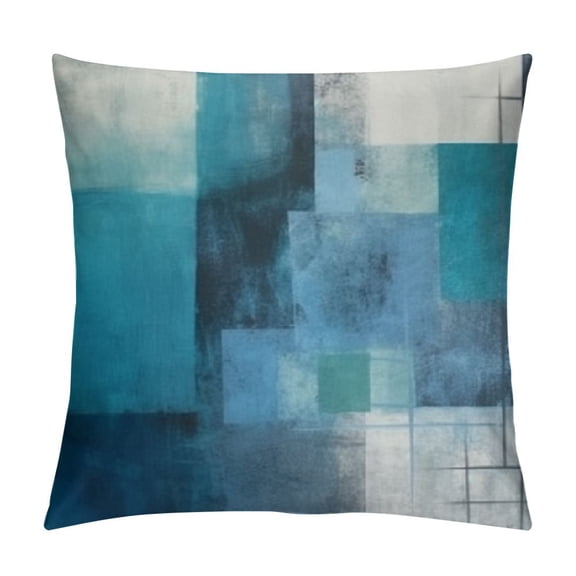 Patifu   Throw Pillow Covers Modern Home Art Decor, Set  Pillow Cases Decorative, Abstract Oil Painting Pillowcases for Bedroom, Cushion Couch Sofa, Living Room, Teal Peacock Blue 12x12in