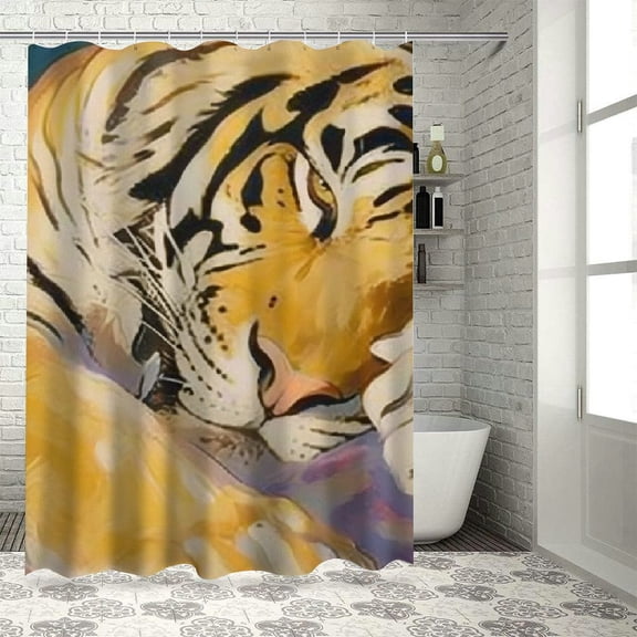 Patifu Tiger Theme Shower Curtain Set with Hooks 100% Polyester Waterproof Bathroom Curtain for Bathroom Decor 36"x72