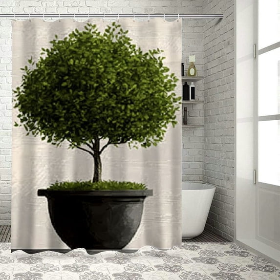 Patifu Tree Pot Home Bathtubs Bathroom Curtain Decoration Washable Shower Curtain with Hooks 36"x72