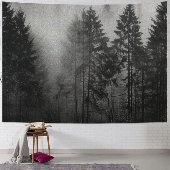Patifu Trees Fog Tapestry Wall Hanging Unique Style Graphic Tapestries Home Wall Decor Art for Living Room Bedroom Apartment Farmhouse Dorm 40x30inch