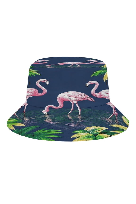 Tropic Flamingo Bucket Hat, Soft, Printed, Packable Fisherman Sun Hat for Beach Travel Hiking Vacation, Sun Hat for Women Men,