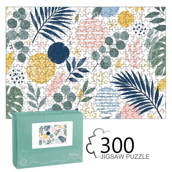 Patifu Tropical Leaves Circles Art Jigsaw Puzzle for Adults,Precision‑Cut Cardboard Puzzle with Reference Poster for Relaxation,Family Game and Gift‑Ready