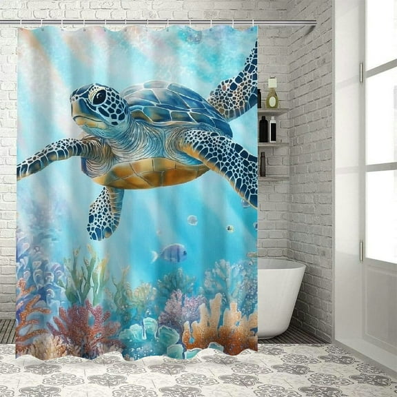 Patifu Turtle Ocean Corals Chic Modern Bathroom Decor Shower Curtain 36"x72