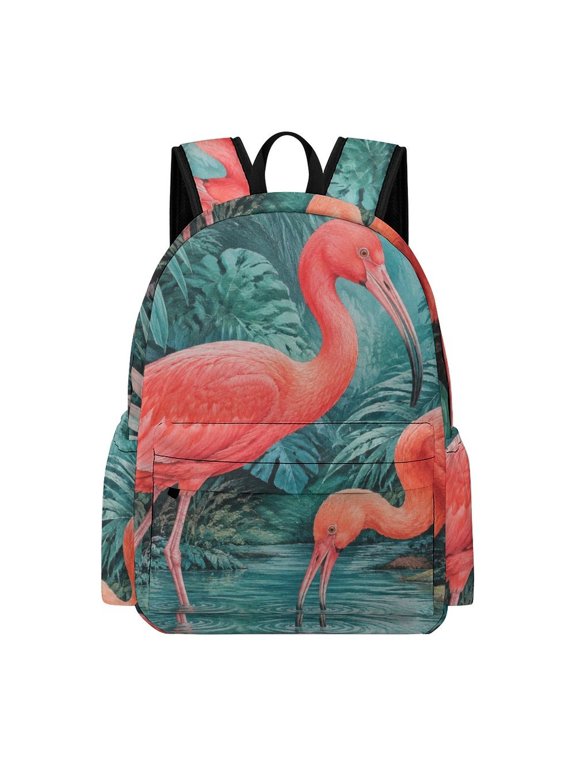 Two Scarlet Ibis In Tropical Jungle Stream Printed Oxford Backpack, Large Capacity Laptop Backpack, Water Resistant, Travel Daypack for College Work Commuting Adults, 42x30x15cm