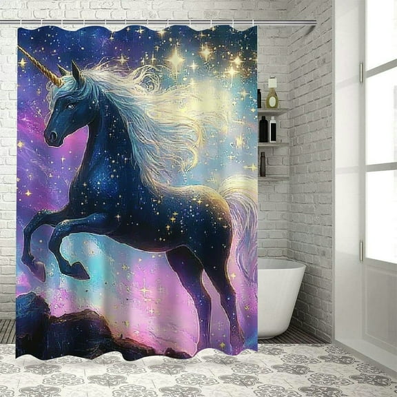 Patifu Unicorn Stars Fantasy Art Shower Curtain 100% Polyester Chic Modern Bathroom Decor with Hooks 36"x72