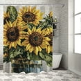 thumbnail image 1 of Patifu Vase Sunflowers Cross Stitch Shower Curtain 100% Polyester with Hooks 69"x72, 1 of 7