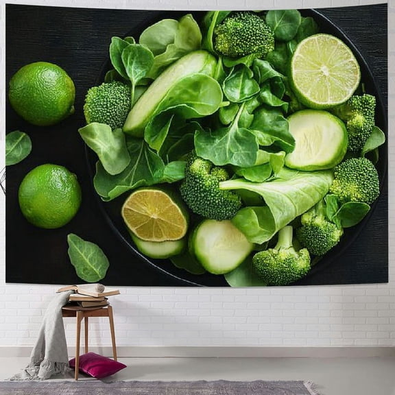 Patifu Vegetables Greens Lime Tapestry Wall Hanging Unique Style Graphic Tapestries Home Wall Decor Art Living Room Bedroom Apartment Farmhouse Dorm 40x30inch