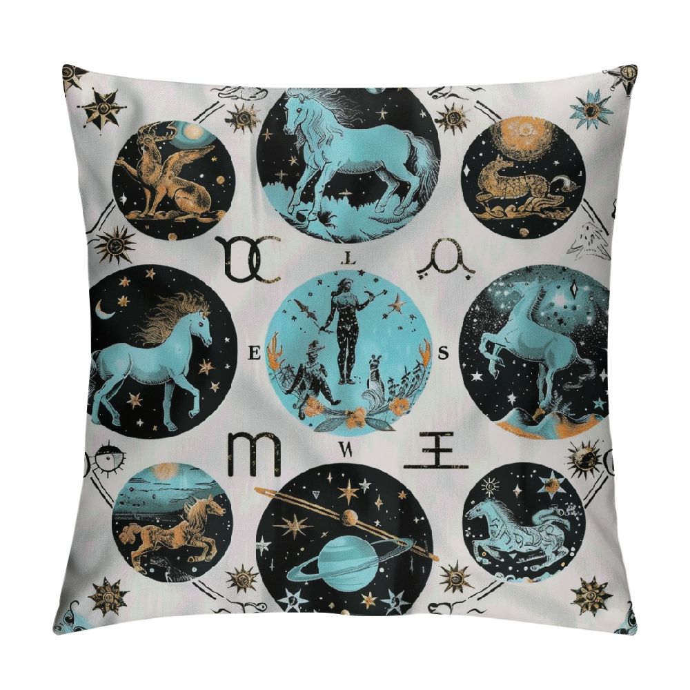 Patifu Vintage Zodiac Throw Pillow Covers Spiritual Room Decor