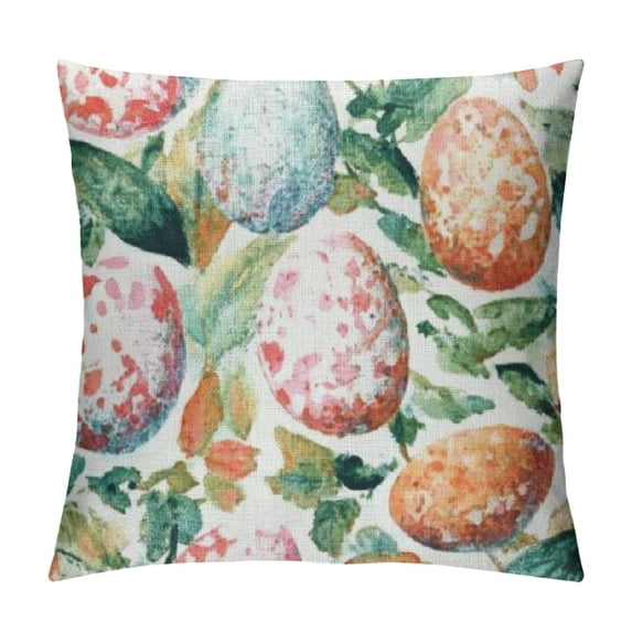 Patifu Watercolor Easter Eggs Throw Pillow Covers  Decorative Pillowcase Cushion Covers Soft Velvet Pillow Cases for Sofa Couch Bed Car Bedroom Spring Easter Decor 18x18in