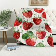 Patifu Watercolor Strawberry Pattern Flannel Fleece Bed Blanket Throw
