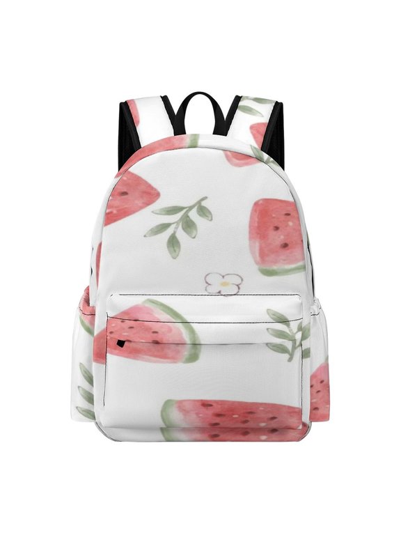 Watercolor Watermelon Printed Oxford Backpack, Large Capacity Laptop Backpack, Water Resistant, Travel Daypack for College Work Commuting Adults,