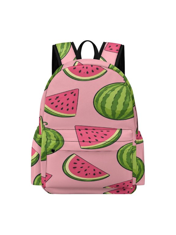 Watermelon Print Printed Oxford Backpack, Large Capacity Laptop Backpack, Water Resistant, Travel Daypack for College Work Commuting Adults,